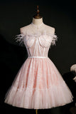 Pink Feather Homecoing Dresses For Teens Sweet 16 Dresses