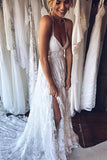 High Quallity Princess White Lace Backless Beach Wedding Dress Prom Dresses Formal Gowns
