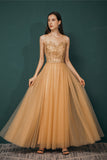 A-line Sleeveless Tulle Prom Dresses, Long Party Dresses