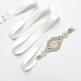 Fashion Pearls Crystals White Cheap Wedding Sashes with Ribbon Accessories Bridal Belt