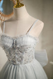 Light Grey Party Dress Beading Homecoming Dress
