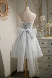 Light Grey Party Dress Beading Homecoming Dress