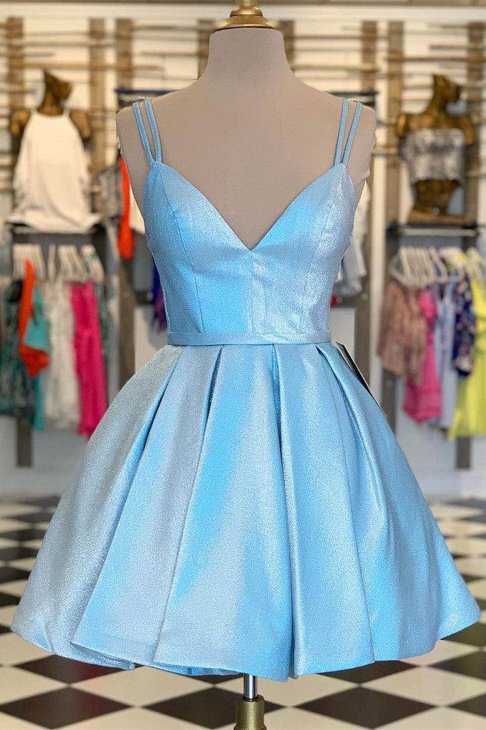 Spaghetti Straps Chic A Line Short Prom Dress Homecoming Dress