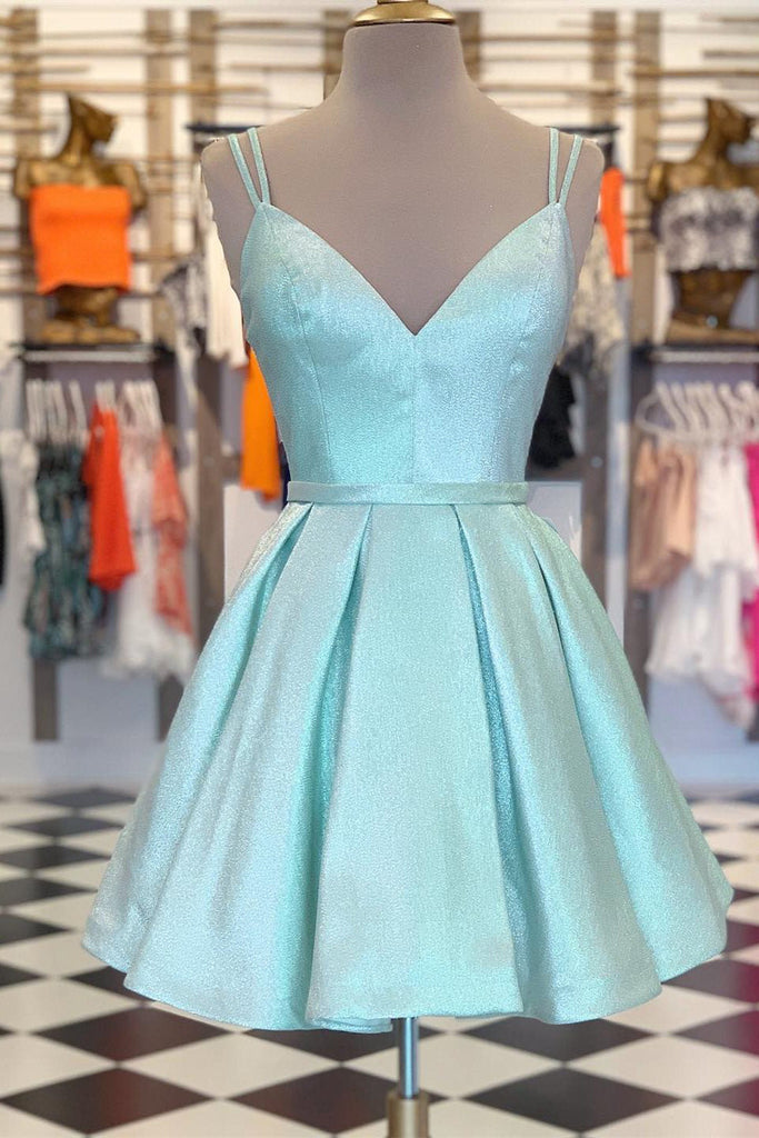 Spaghetti Straps Chic A Line Short Prom Dress Homecoming Dress
