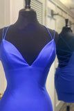 V-neck Satin Sexy Spaghetti Straps Short Prom Dresses, Homecoming Dresses