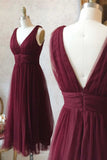 Tulle Mid length V-neck Sleeveless Prom Dresses Homecoming Dresses