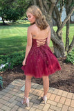 A-line Appliques Tulle Sleeveless Short Prom Dresses Homecoming Dresses