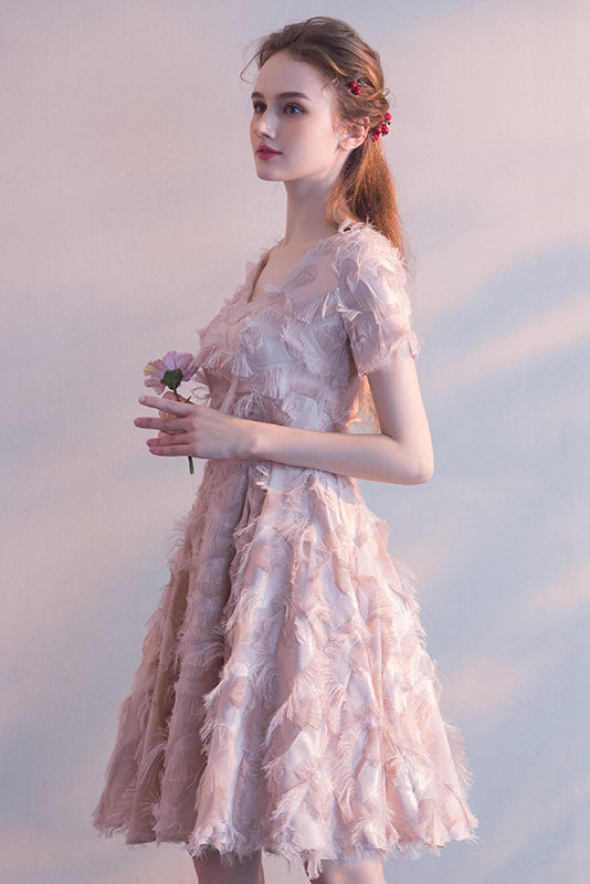 Party Dress with Feathers Elegant Bridesmaid Dress Prom Dress Homecoming Dresses