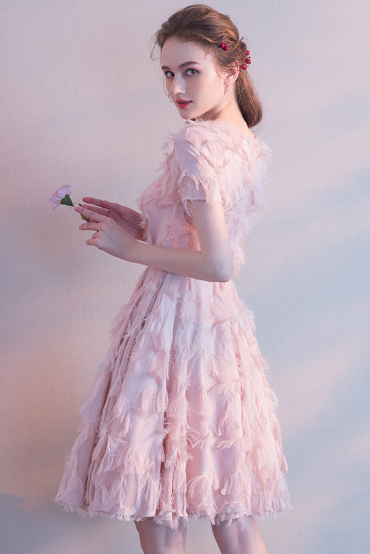 Scoop Neck Tea-Length Prom Dress Homecoming Dresses