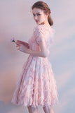 Scoop Neck Tea-Length Prom Dress Homecoming Dresses
