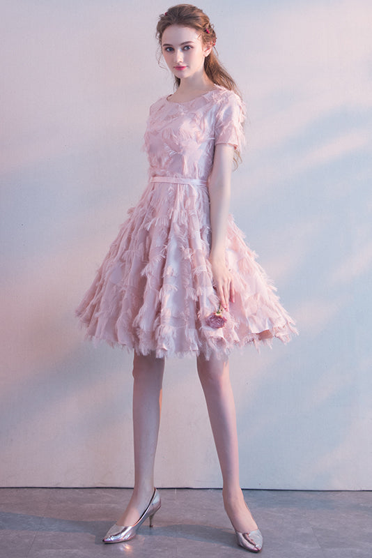 Scoop Neck Tea-Length Prom Dress Homecoming Dresses