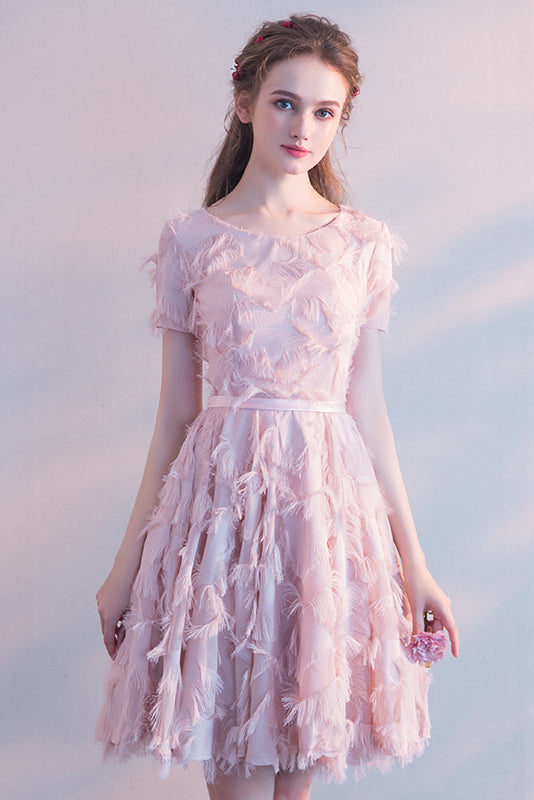 Scoop Neck Tea-Length Prom Dress Homecoming Dresses