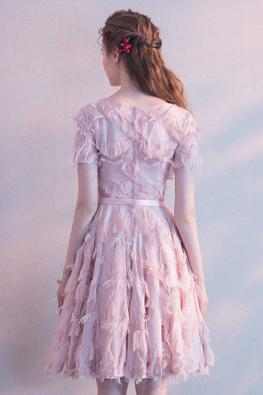 Scoop Neck Tea-Length Prom Dress Homecoming Dresses