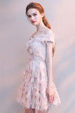 Off-The-Shoulder Light Champagne Evening Party Dress Homecoming Dresses With Tassels