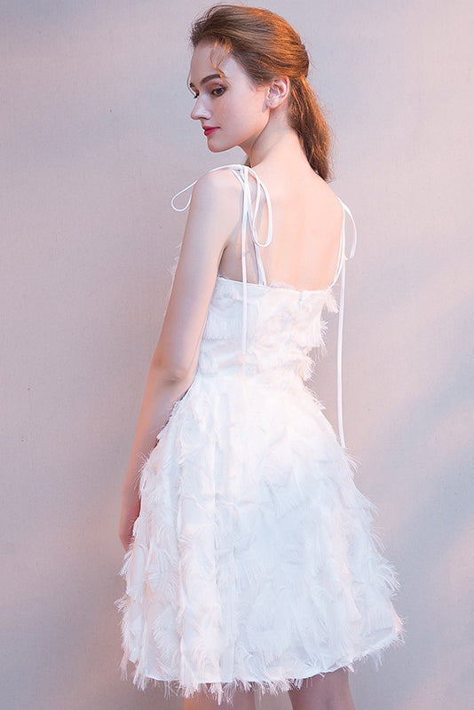 Short A-Line Spaghetti Straps V-Neck Homecoming Dresses With Tassels