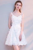 Short A-Line Spaghetti Straps V-Neck Homecoming Dresses With Tassels