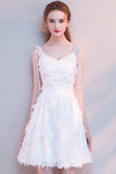 Short A-Line Spaghetti Straps V-Neck Homecoming Dresses With Tassels