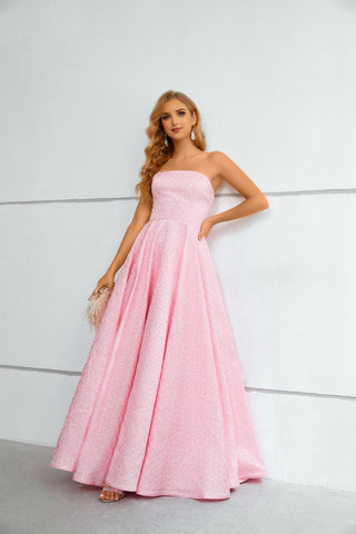 Chic Strapless Pink Lace Up Party Prom Dresses For Girls