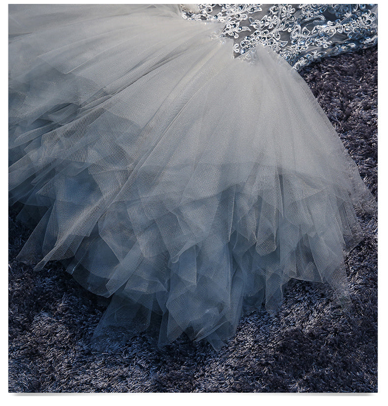 See Through A Line Grey Lace Appliques Tiered Tulle Homecoming Dresses Short Prom Dress