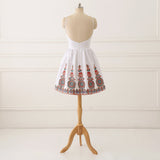 Fashion Spaghetti Straps Embroidery White Backless Homecoming Dresses Short Prom Dress Gowns