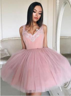 Pink Homecoming Dresses Off the Shoulder Appliques Short Prom Graduation Dress