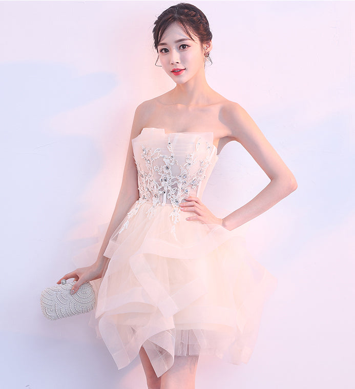 Fashion Ball Gown Asymmetric High Low Tulle Mini Length Homecoming Dresses Prom Dress