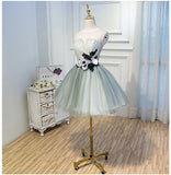 Ball Gown Homecoming Dresses See Through Lace Hand Flowers Short Prom Dress Party