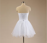 Fashion Sweetheart Neckline White Tulle Cheap Homecoming Dresses Short Prom Dress Gowns