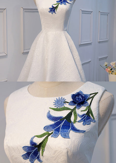 A Line Princess Appliques Sleeveless Homecoming Dresses Graduation Prom Dress