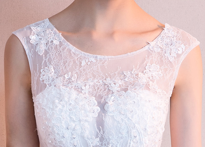 Front Short Long Back See Through White Lace Prom Dresses Graduation Homecoming Dress