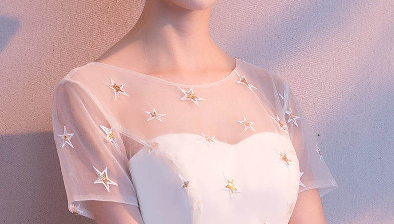 Short Sleeves Homecoming Dresses, A Line Sequin Short Homecoming Dresses Prom Dress