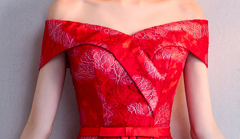 Red Lace Homecoming Dresses,Charming Off the Shoulder Homecoming Dress, Short Prom Dress