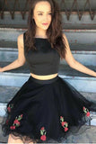 Two Pieces Homecoming Dresses,Black Homecoming Dresses,Short Prom Hoco Dress