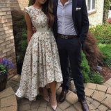 Cap Sleeves Ivory Lace High Low Beach Wedding Dresses Prom Homecoming Dress For Party