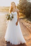 Empire Waist White Lace Sweetheart Beach Bridal Gowns Wedding Dresses