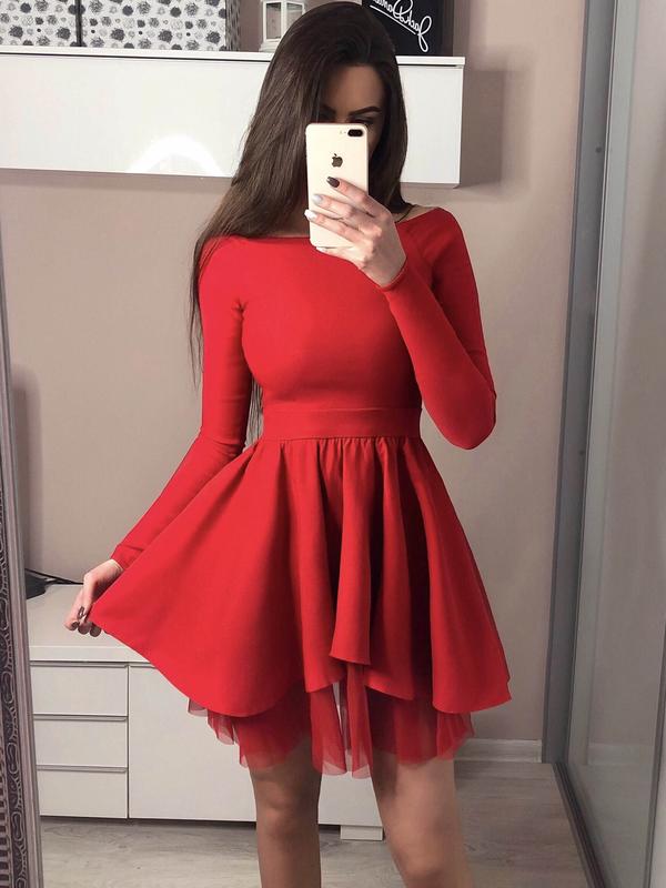 Simple Long Sleeves Black Off the Shoulder Mini Prom Homecoming Dresses Graduation Dress