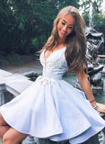 Hot Sales Deep V Neck Lace Appliques Short Prom Homecoming Dresses Graduation Dress Party
