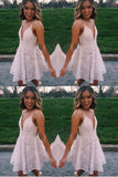 Deep V Neck Spaghetti Straps Ivory Lace Mini Homecoming Dresses Prom Graduation Dress