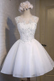Cute Dress White Lace Appliques Homecoming Dresses Short Prom Hoco Graduation Gowns