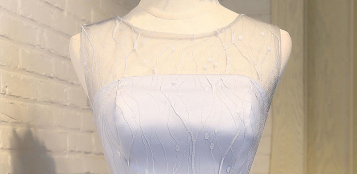 A Line Silver Lace Short Homecoming Dresses Prom Gowns