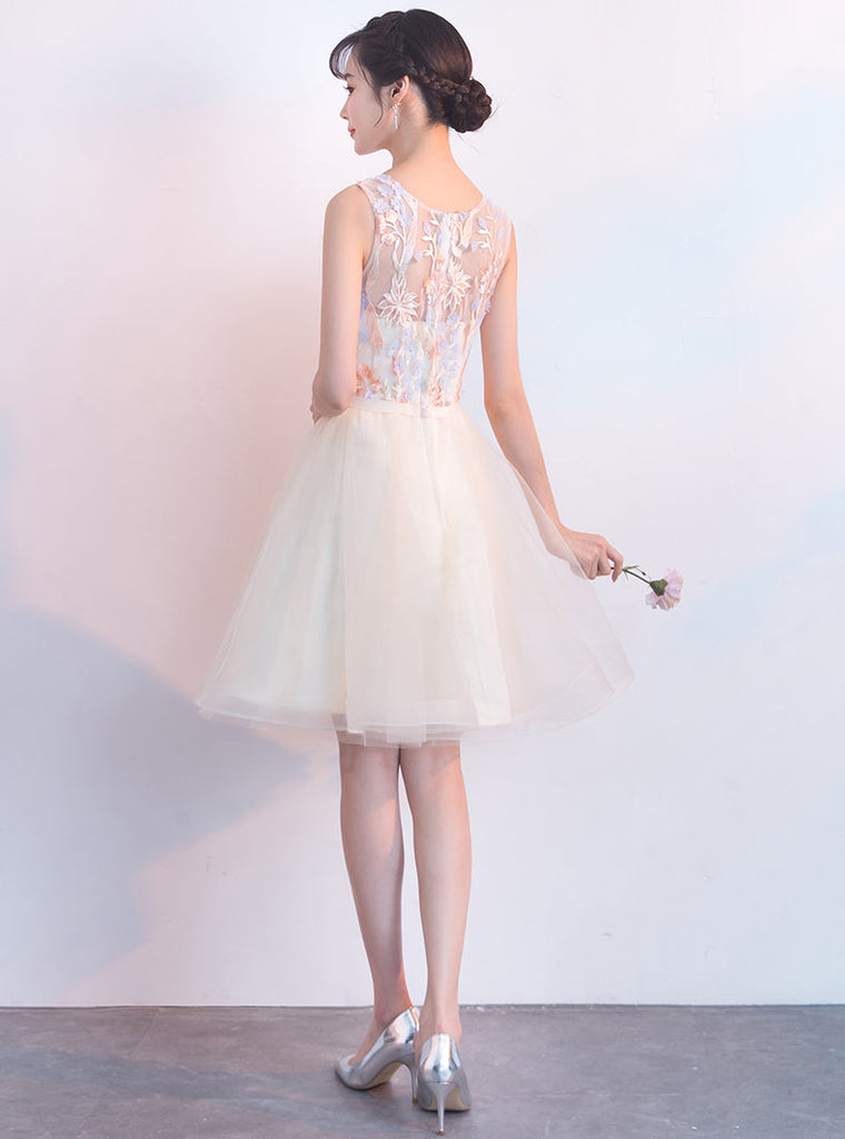 Charming A Line Lace Appliques Homecoming Dresses Tulle Short Prom Graduation Dress
