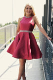 Chic Open Back High Neck Short Homecoming Dress Beaded Prom Graduation Dresses