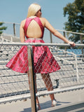 Chic Open Back High Neck Short Homecoming Dress Beaded Prom Graduation Dresses