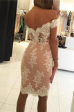 Sexy Mermaid White Lace Pink Mini Homecoming Dress Short Sleeves Prom Hoco Dresses