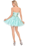 Chic A Line Strapless Mint Embroidery Homecoming Dresses Short Prom Graduation Dress