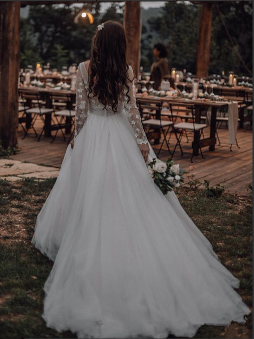 Wedding dress a line sleeves hot sale