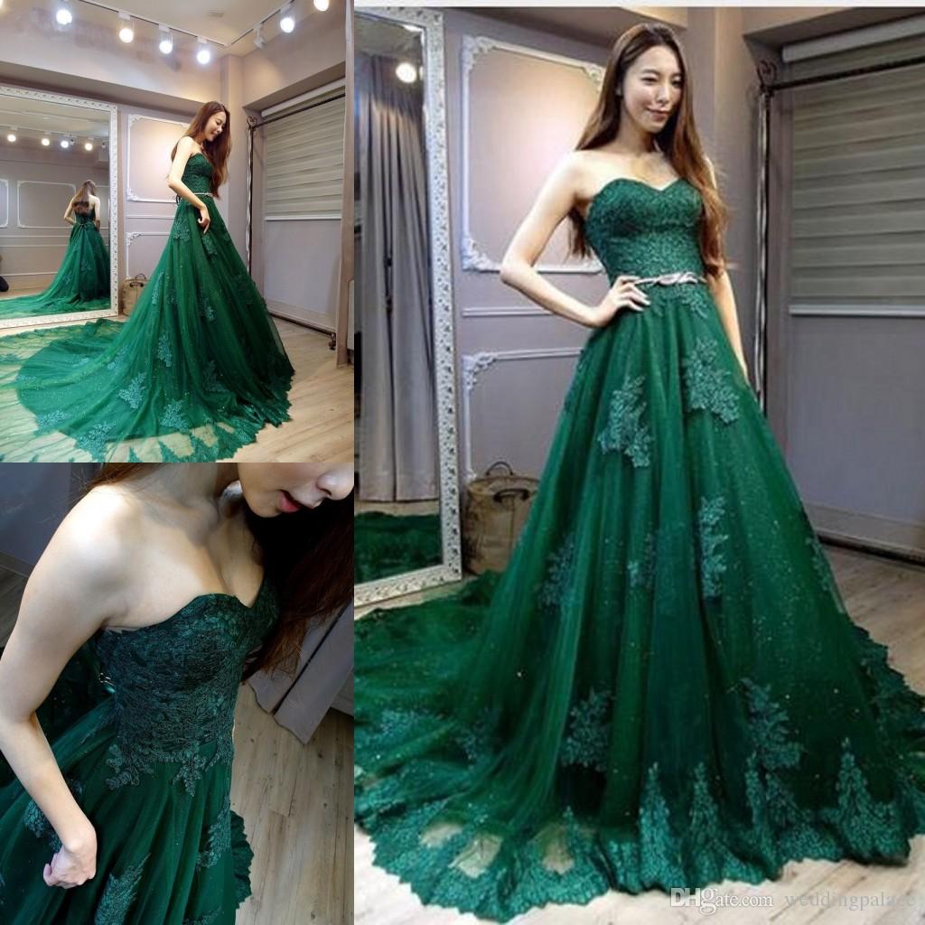 Lace Appliques Emerald Green Long Prom Dresses Formal Evening Dress LD –  Laurafashionshop