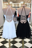 Open Back Deep V Neck Spaghetti Straps Embroidery Homecoming Dresses Short Cocktail Hoco Dress