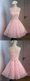 Charming Pink Short Lace Homecoming Dresses Graduation Dress Prom Dresses Party Gowns