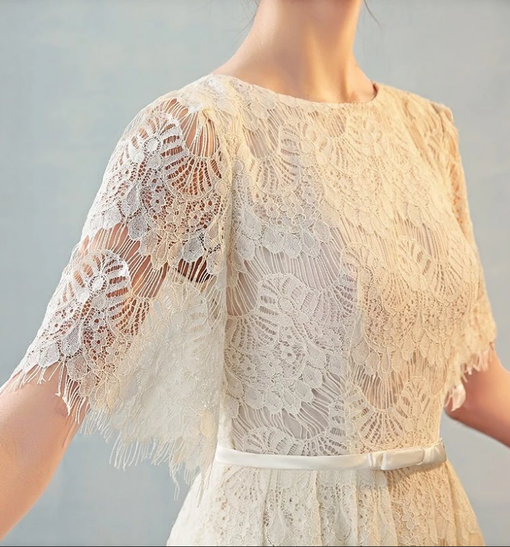 Princess Short Sleeves Lace Cheap Party Homecoming Dresses Short Prom Dress